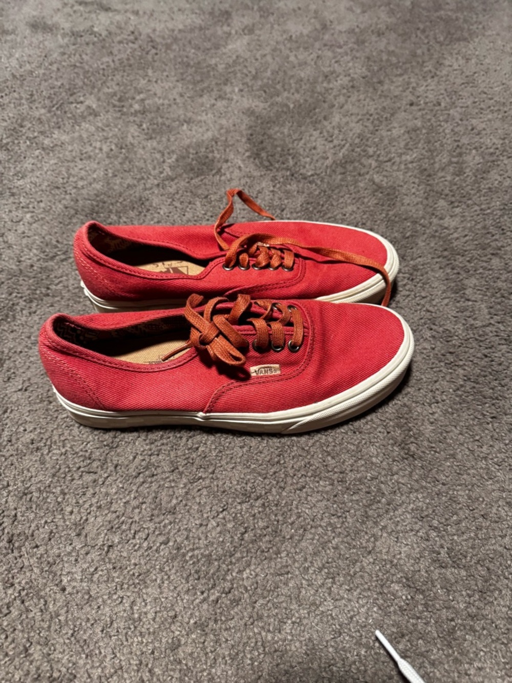 Vans Red Canvas Low-Top Sneakers with White Soles